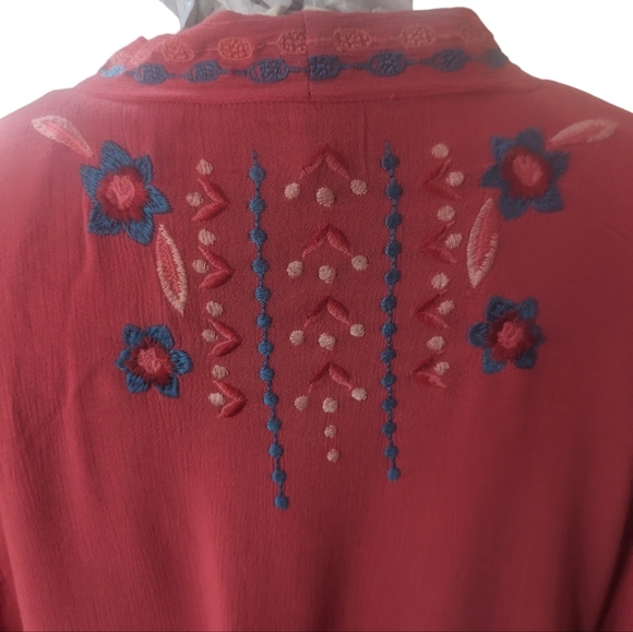 Curations Open Coral Floral Cardigan/Komino .. Size 2X/3X - Picture 4 of 8